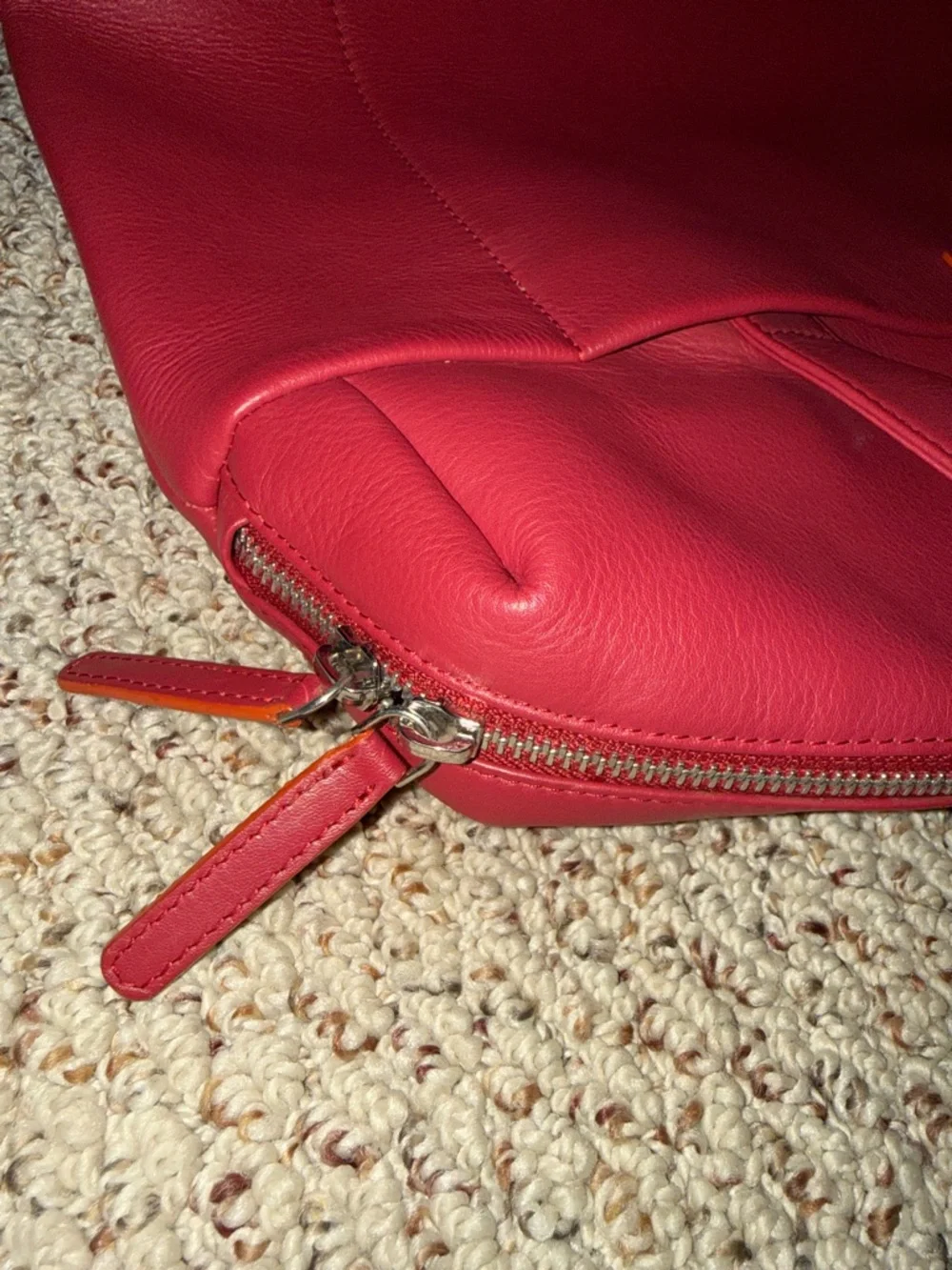 Burgundy/Red Leather Top-Handle Tote with Crossbody Strap